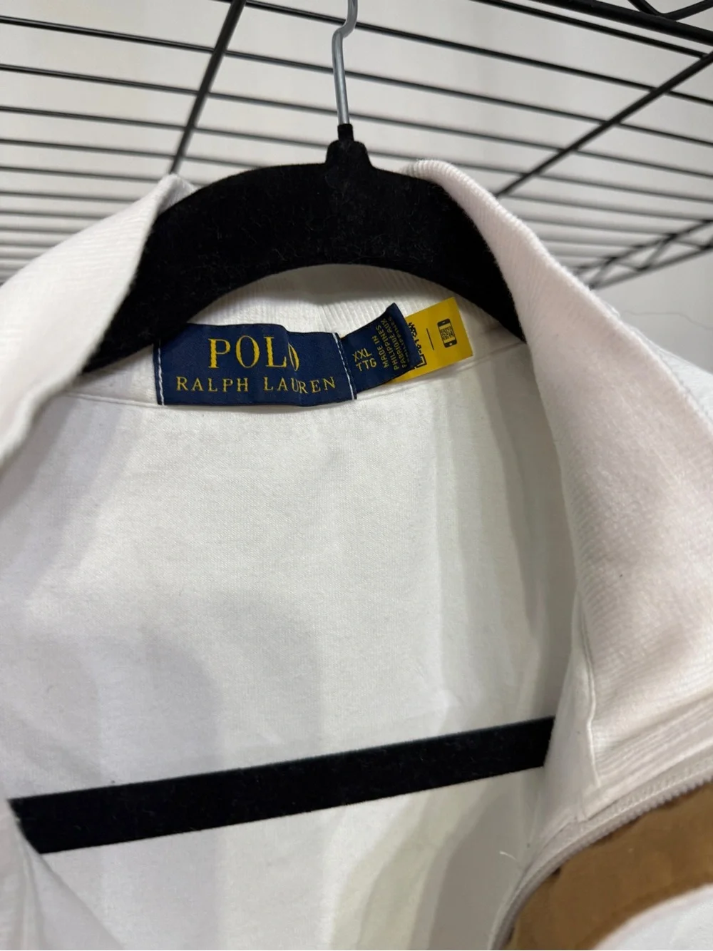Polo by Ralph Lauren White Quarter-Zip Sweater with Tan Trim